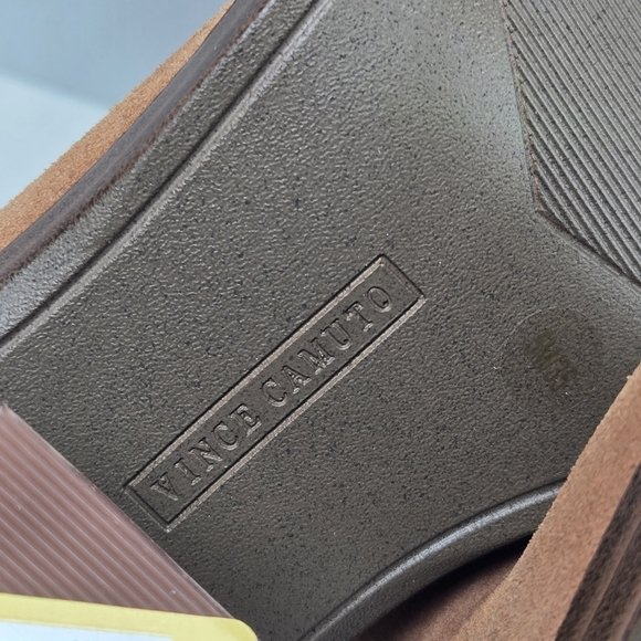 Vince Camuto Kaleeca Warm Caramel Suede Tall Riding Cowgirl Boots Size 5 - Picture 13 of 16